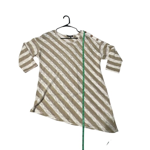 Picadilly Fashions Tan & Gold Asymmetrical Striped Top Size M - Picture 6 of 9